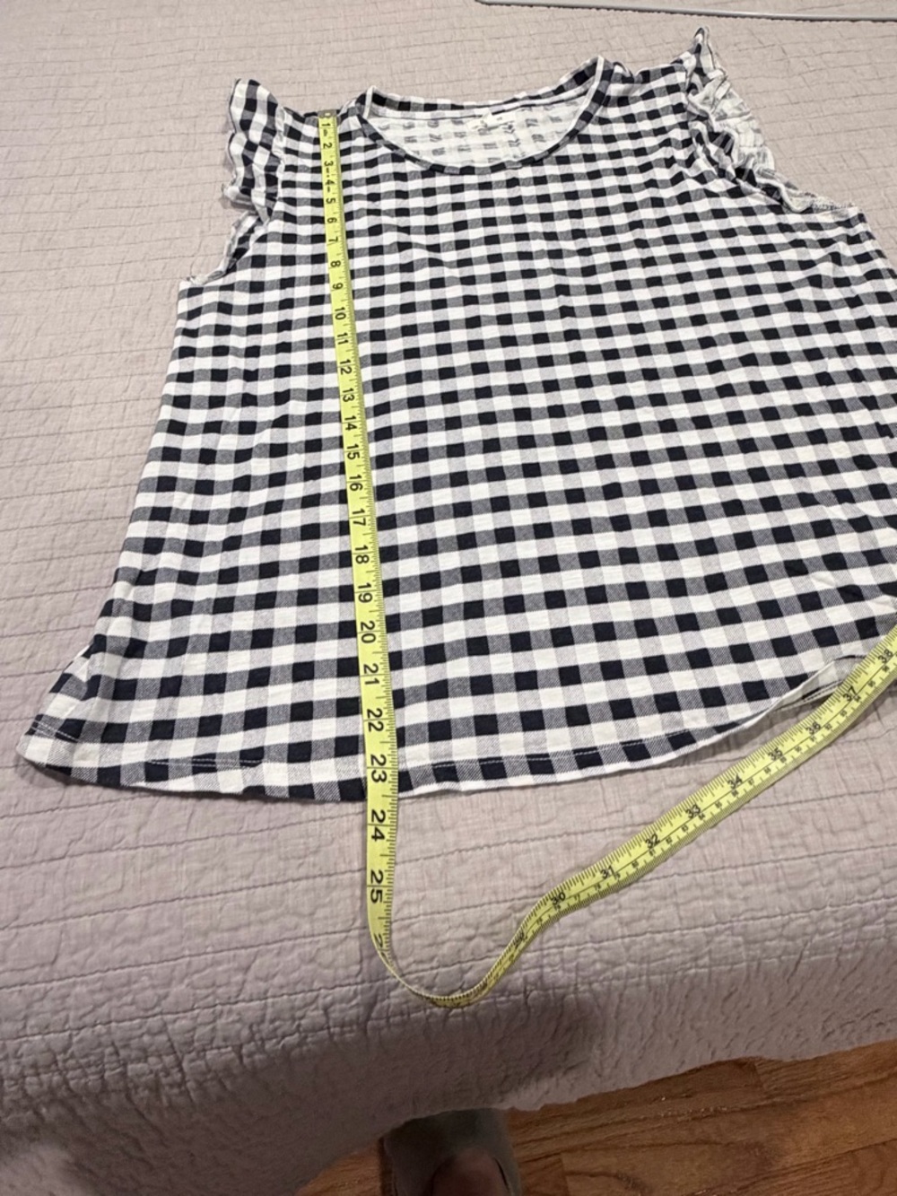 Maurices Gingham Ruffle Sleeve Top XL Black White - Picture 6 of 7